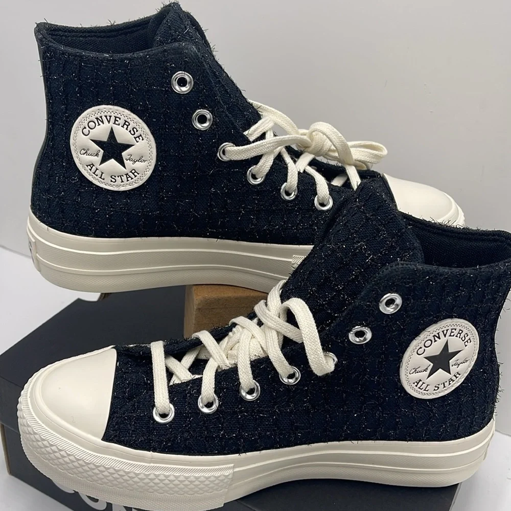 Converse WMNS CTAS LIFT HI BLACK/SILVER/EGRET A12740C Platforms Sneakers